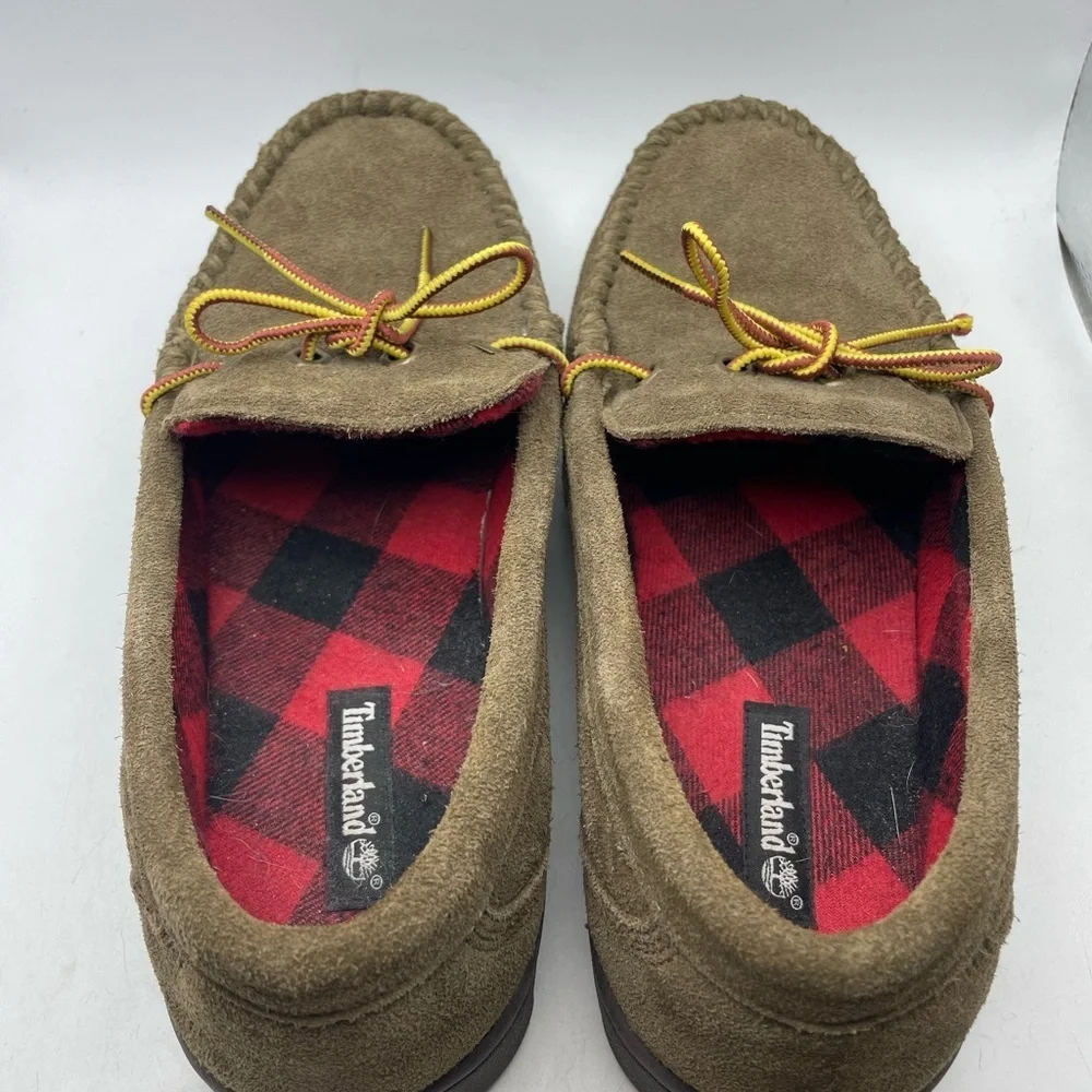 Timberland Stony Ledge flannel lined Brown Loafers Slipers men’s size 8
